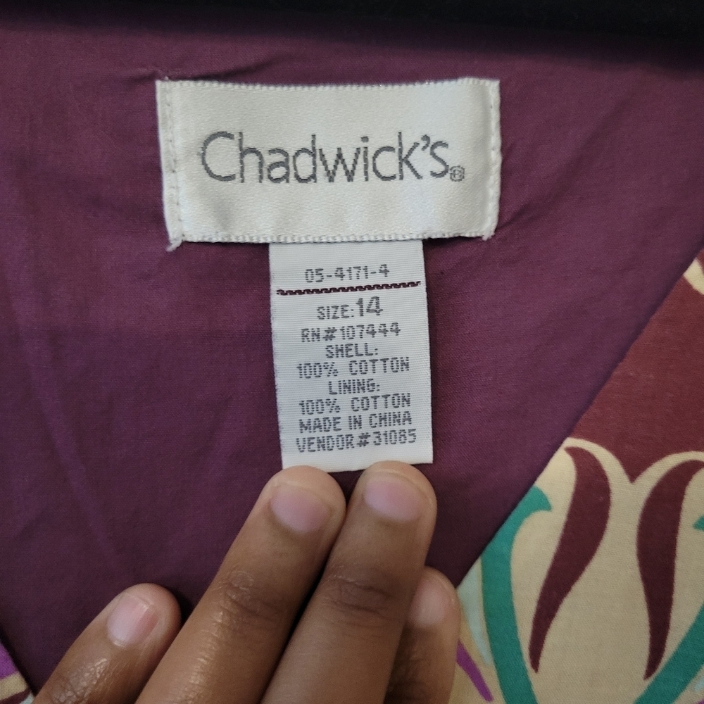 Chadwick's Womens Vintage Multicolor Floral Cotton Maxi Dress. Sz 14 Cottagecore - Picture 8 of 9